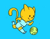 Gato jugando a fútbol