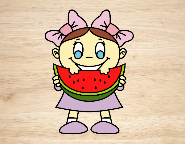 Niña comiendo sandia