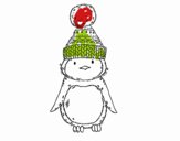 Pingüino con gorro de invierno