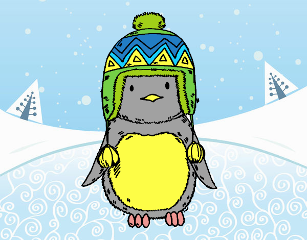 Bebé pingüino con gorrito