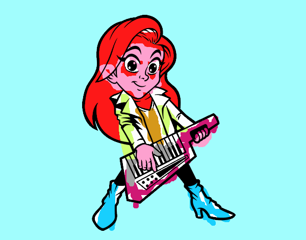 Chica tocando el keytar