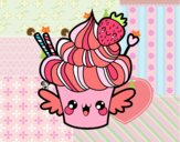 Cupcake kawaii con fresa