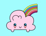 Nube con arco iris kawaii