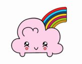 Nube con arco iris kawaii