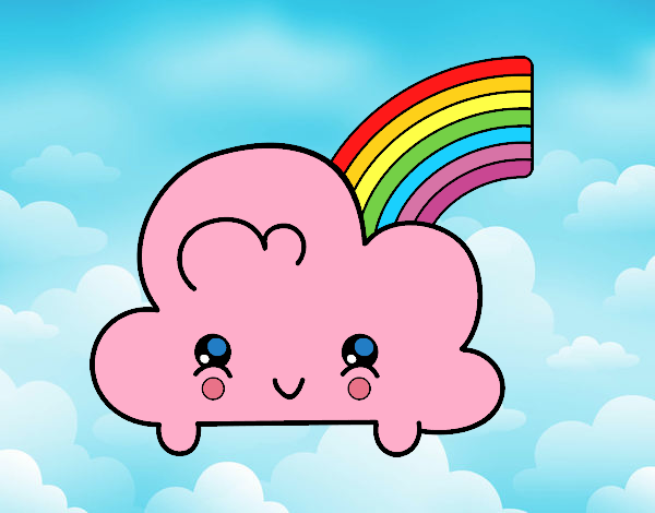 Nube con arco iris kawaii