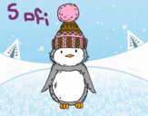 Pingüino con gorro de invierno