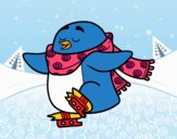 Pingüino patinando sobre hielo