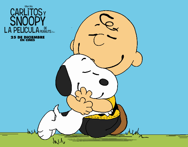 Snoopy y Carlitos abrazados