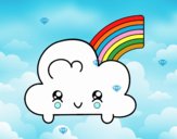 Nube con arco iris kawaii