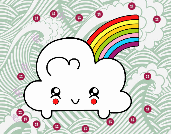 Nube con arco iris kawaii