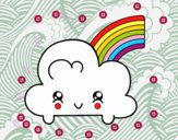 Nube con arco iris kawaii