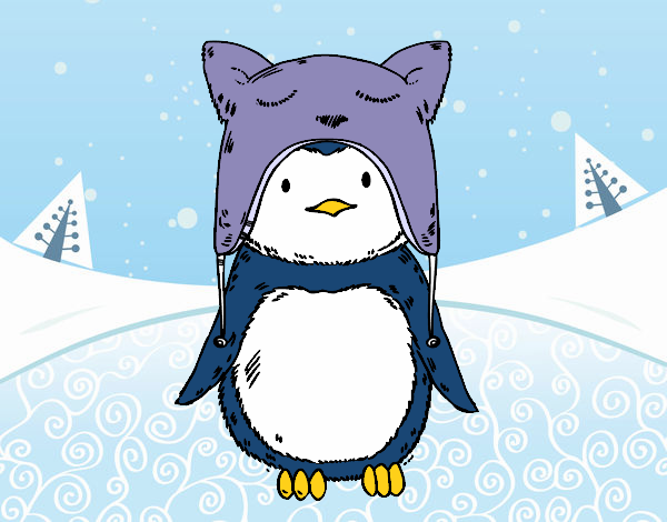 Pingüino con gorrito divertido