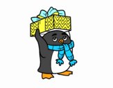 Pingüino con regalo de Navidad