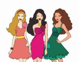 Barbie y sus amigas vestidas de fiesta