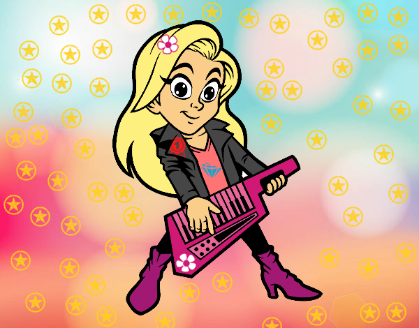 Chica tocando el keytar