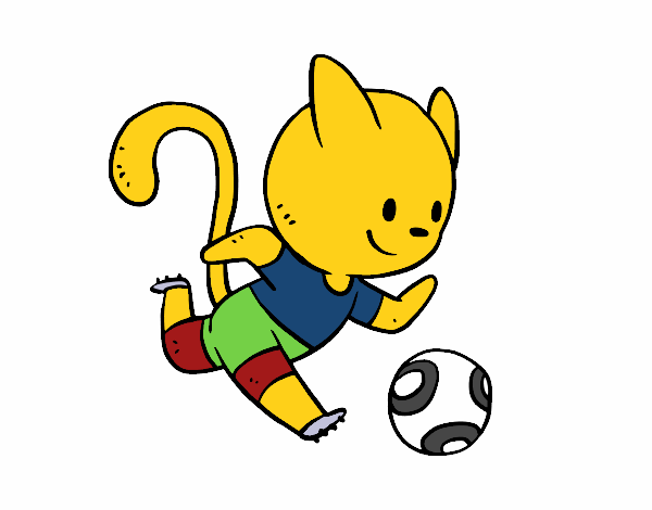 Gato jugando a fútbol