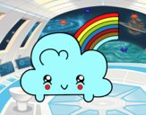 Nube con arco iris kawaii