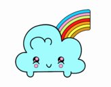 Nube con arco iris kawaii