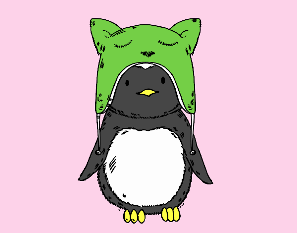 Pingüino con gorrito divertido