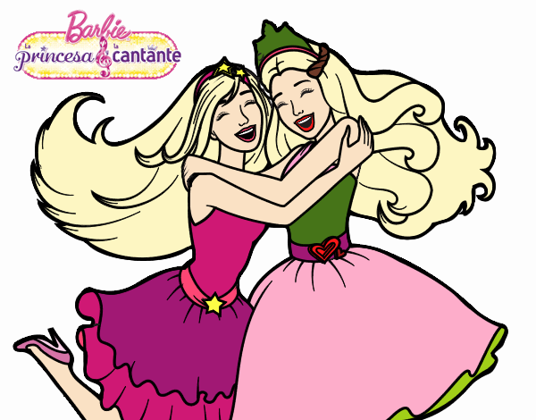 barbie abrazada con su amiga la princesa.