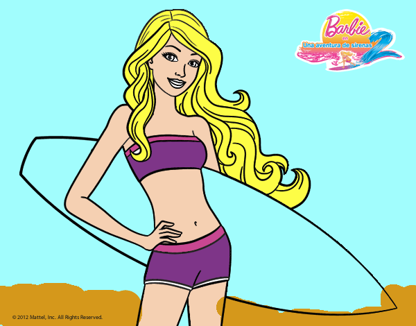 Barbie con tabla de surf