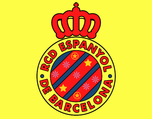 Dibujo de Escudo del RCD Espanyol pintado por en Dibujos.net el día  14-06-23 a las 21:07:08. Imprime, pinta o colorea tus propios dibujos!