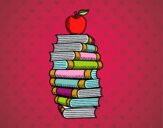 Libros y manzana