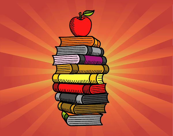 Libros y manzana