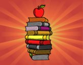 Libros y manzana