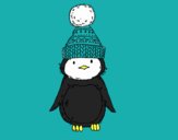 Pingüino con gorro de invierno