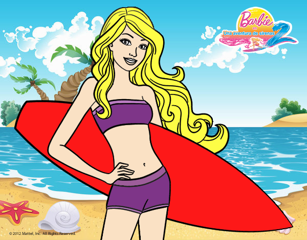 Barbie con tabla de surf
