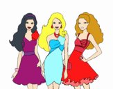 Barbie y sus amigas vestidas de fiesta