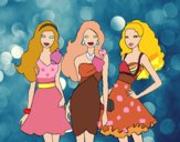 Barbie y sus amigas vestidas de fiesta