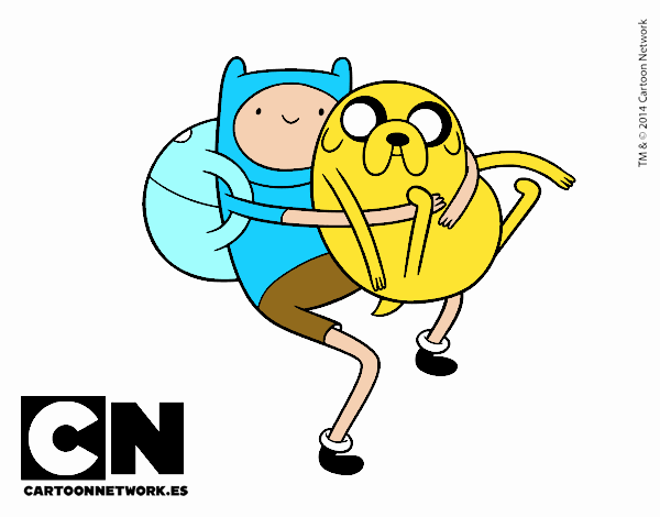 Finn y Jake abrazados