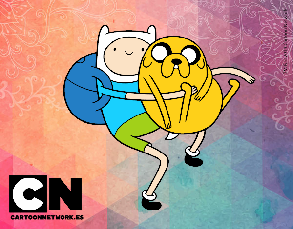 Finn y Jake abrazados