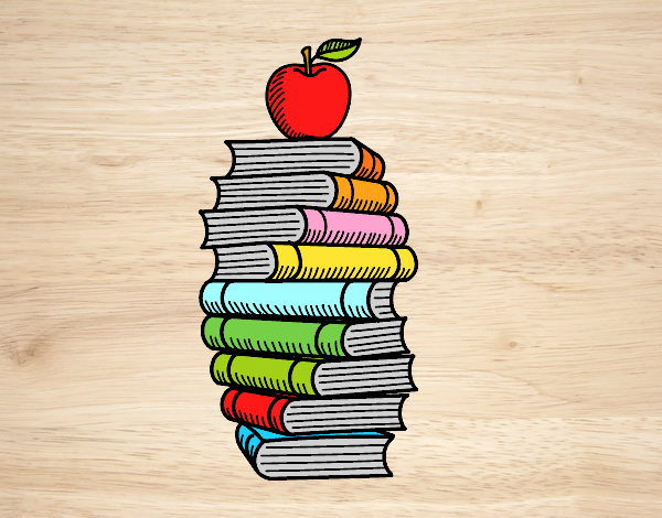 Libros y manzana