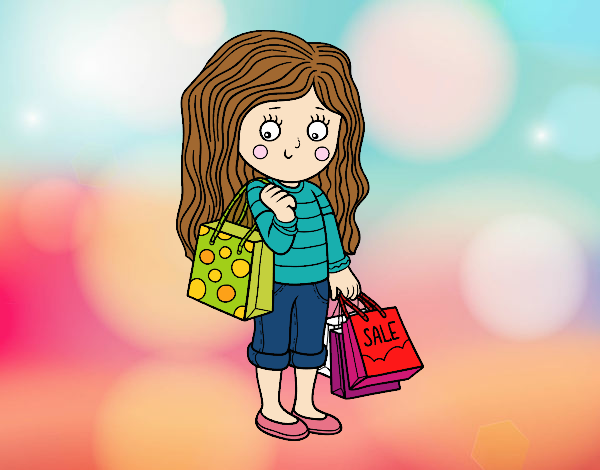 Niña con compras de verano