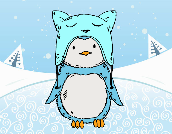 Pingüino con gorrito divertido