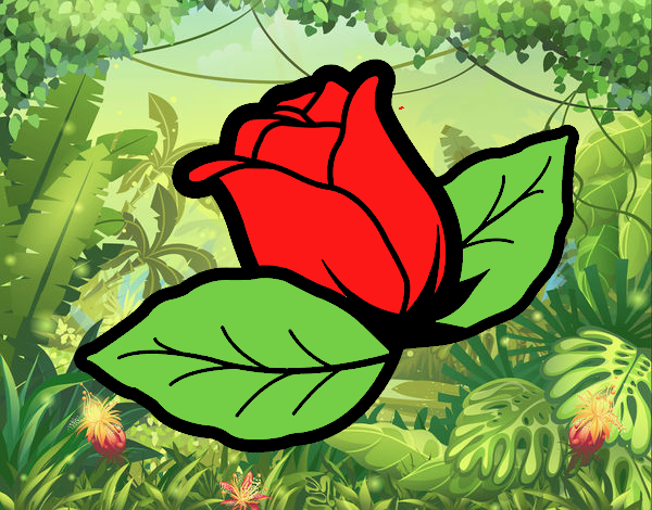 Dibujo de Rosa con hojas pintado por en  el día 22-09-21 a las  01:13:20. Imprime, pinta o colorea tus propios dibujos!