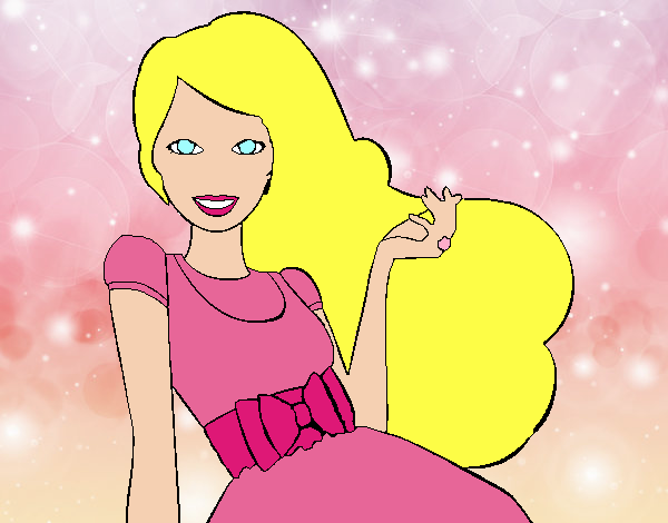 Barbie con su vestido con lazo