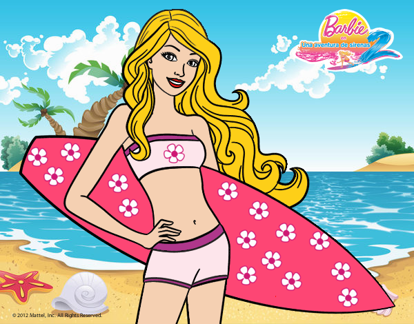 Barbie con tabla de surf