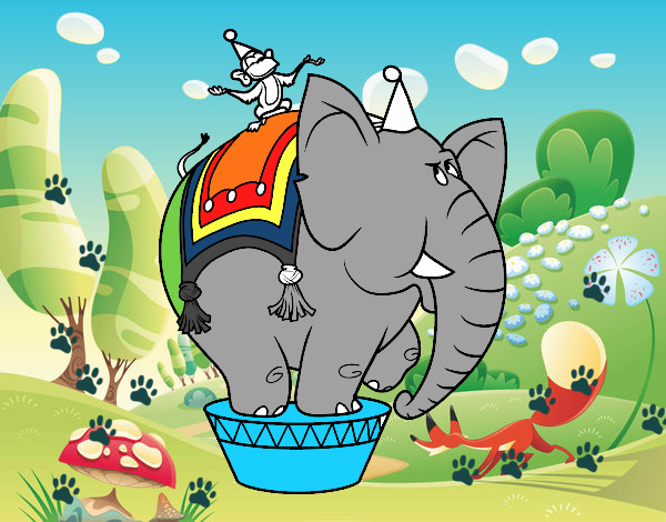 Elefante y mono de circo