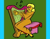 Mujer tocando la arpa