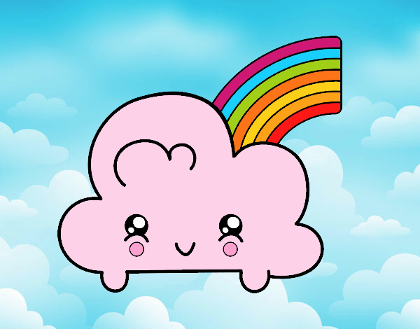 Nube con arco iris kawaii