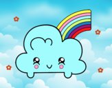 Nube con arco iris kawaii