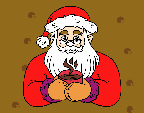 Papá Noel con taza de café