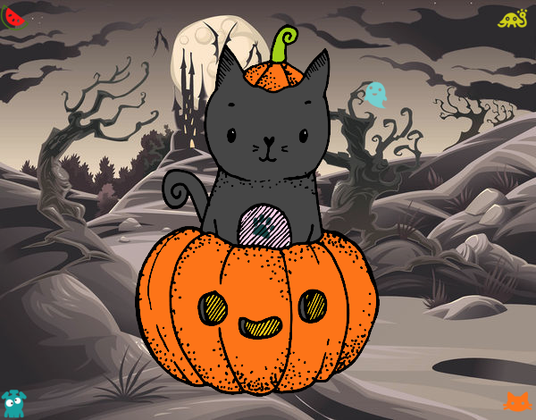 Un gatito de Halloween