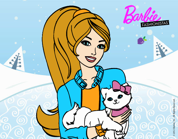 Barbie con su linda gatita