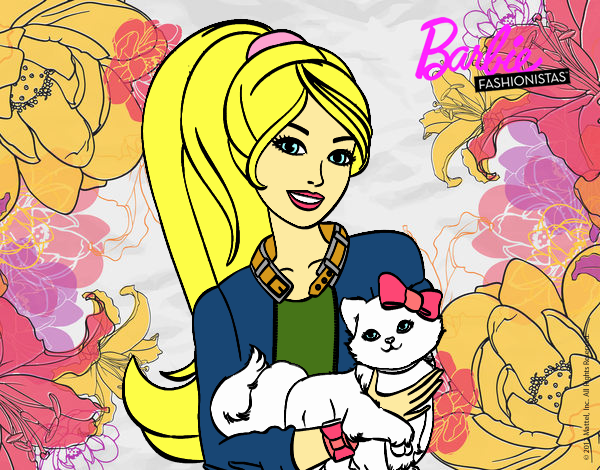 Barbie con su linda gatita