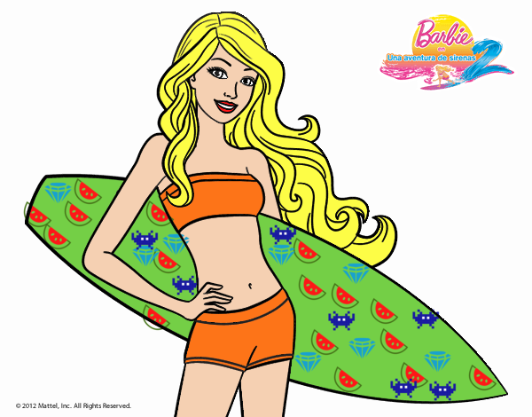 Barbie con tabla de surf